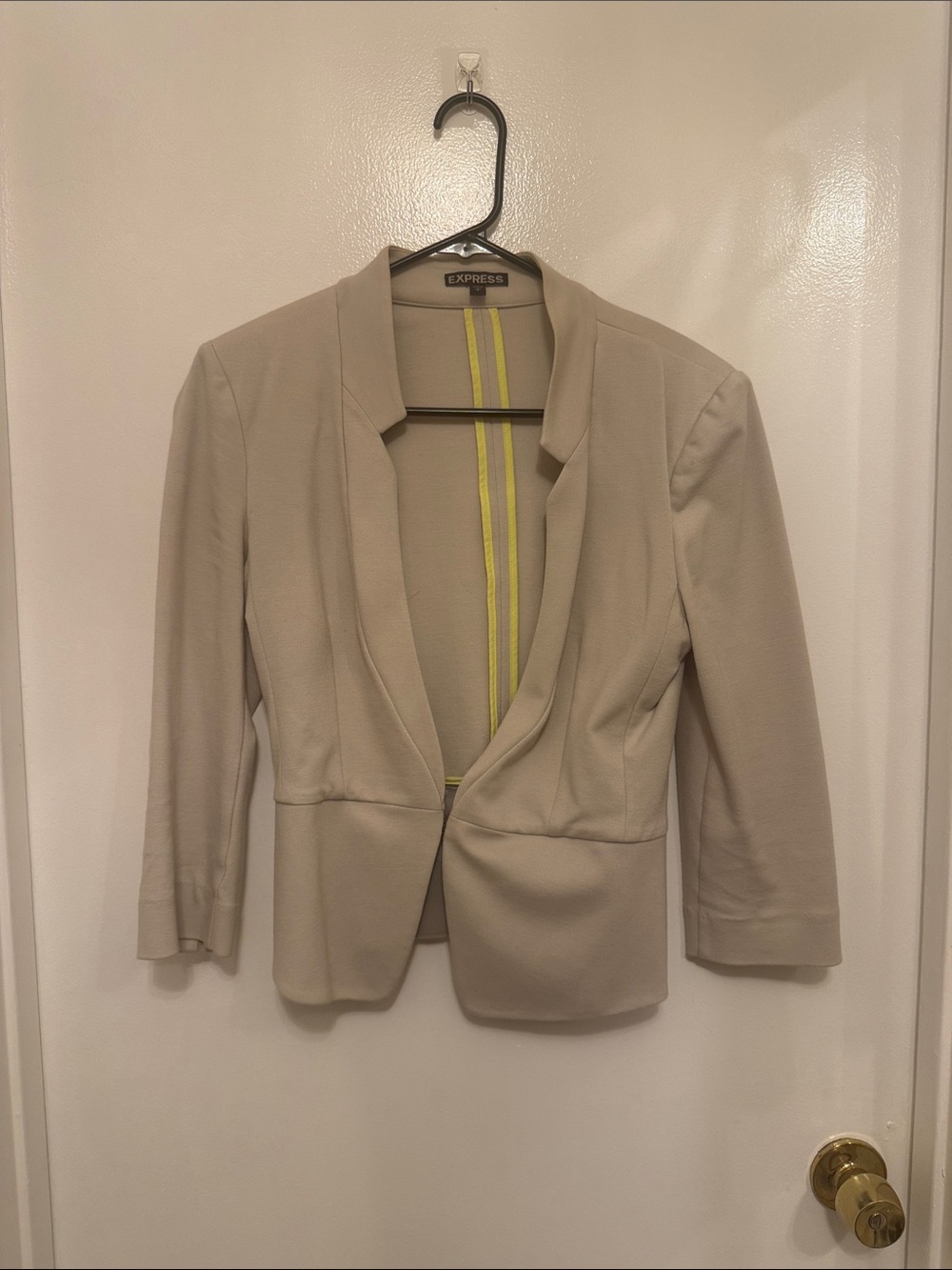 Express Women's Light Cream Open-Front Blazer